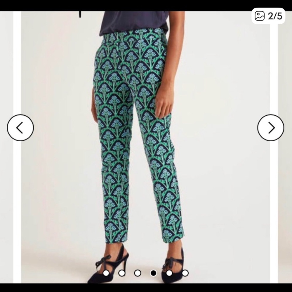 Boden Green Print Velvet Pants Size 2 Petite